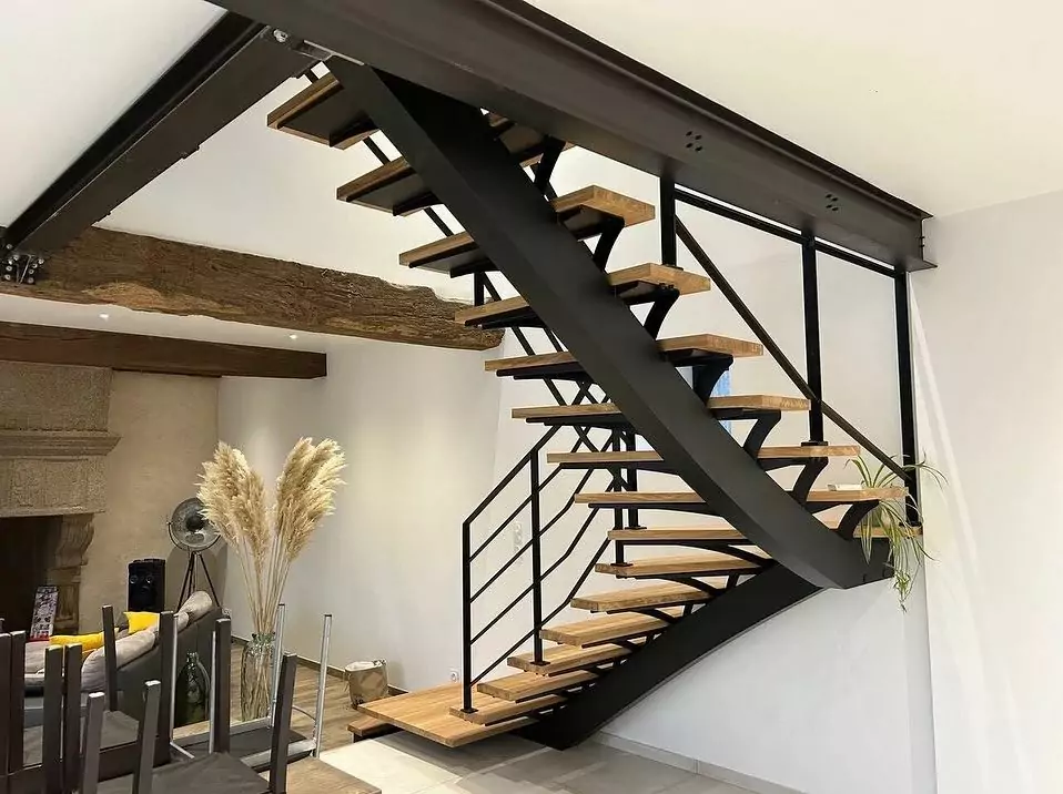 escalier metal et bois